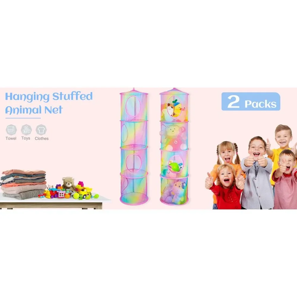 Toy Storage Hanging Stuffed Animals Organizer Closet Holder Toy Organizer 2pc